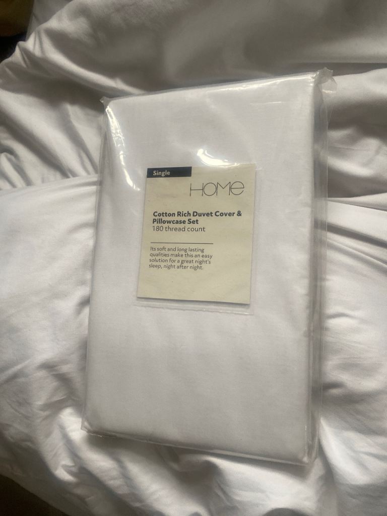 HOME Single Cotton Rich Duvet Cover & Pillowcase Set - New