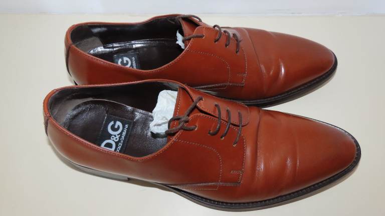 D&G Dolce Gabbana Men's Tan Leather Shoes Size 41 Original Box And Dust Bag Excellent Quality IG3