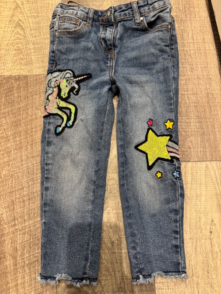 Girls jeans 4-5 sequin patches 