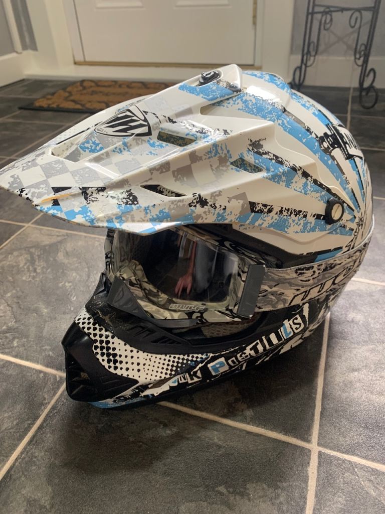 Motocross helmet and goggles