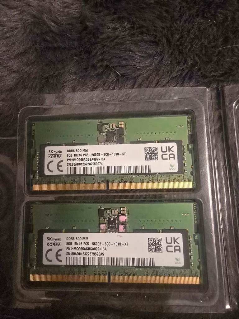 image for 2x (16GB) SK Hynix 8GB 1Rx16 PC5-5600B DDR5 SODIMM Laptop Memory HMCG66AGBSA092N