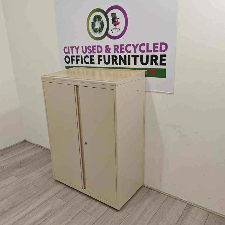 Special Offer - Cream Mid Height Office Cupboards, Adjustable Shelves - H1230mm