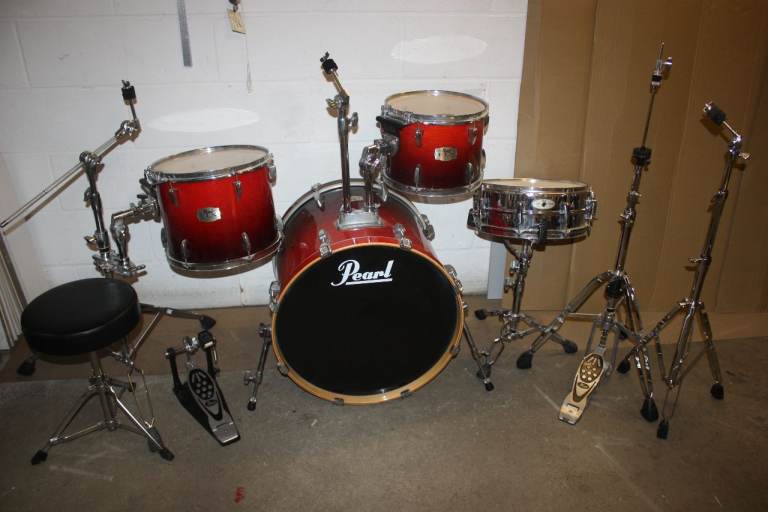 Pearl ELX Ruby Fade Refurbished 4 Piece Drum Kit 22in Bass ~ All Hardware Included ~ £425 ono