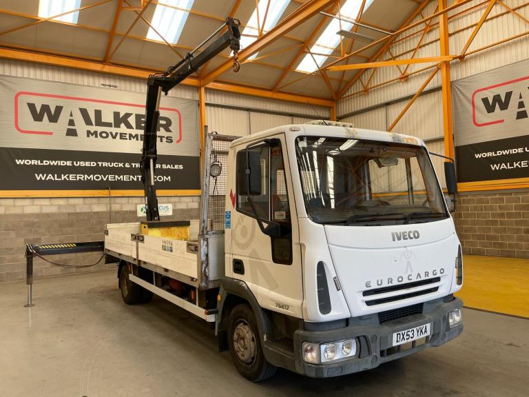 IVECO EUROCARGO 75E17 7.5 TONNE FLATBED/CRANE 2004 - DX53 YKA