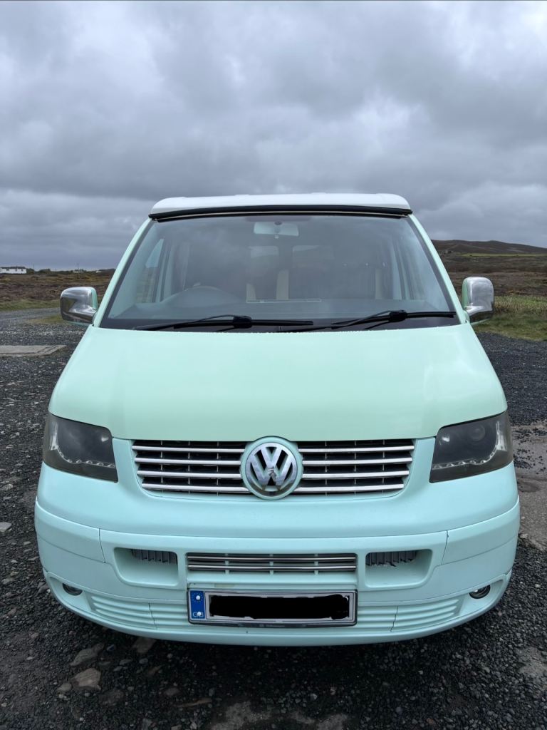 Minty green VW T5 campervan 