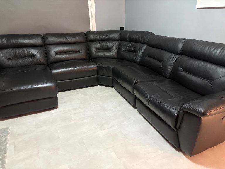 Corner Sofa,Black High Quality Leather