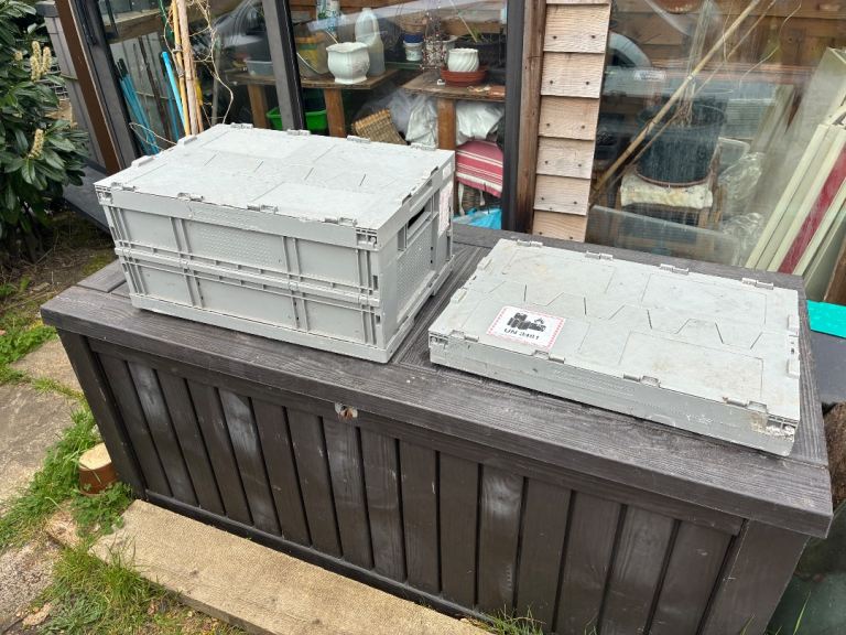 Fold Flat Heavy Duty Grey Plastic Storage Box 