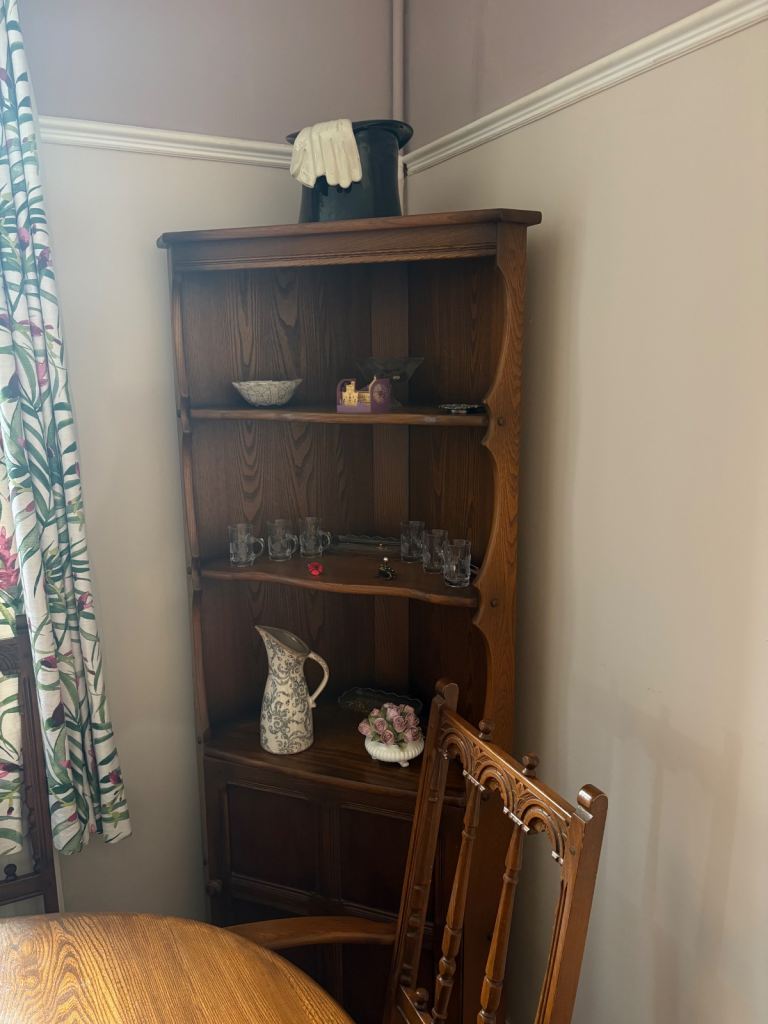 Welsh dresser and Ercol Elm wood table and chairs 