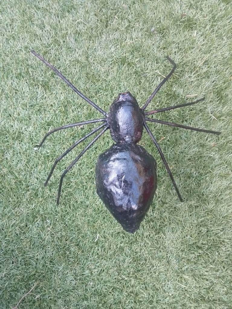 Large Black Metal Spider Sculpture for Garden - Good Condition