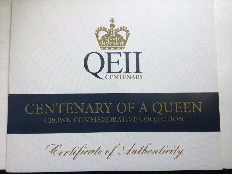 QEII Centenary Crown Commemorative Collection Certificate of Authenticity