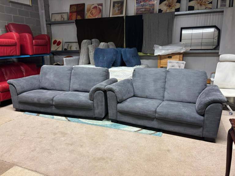 2 and 3 Seater Grey Fabric Sofas