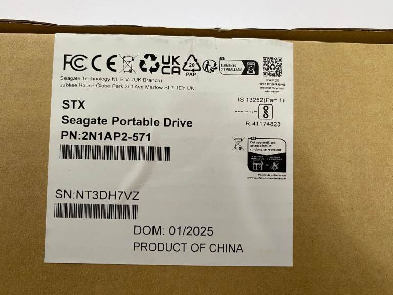UNUSED 2TB SEAGATE PORTABLE DRIVE IN ORIGINAL PACKAGING