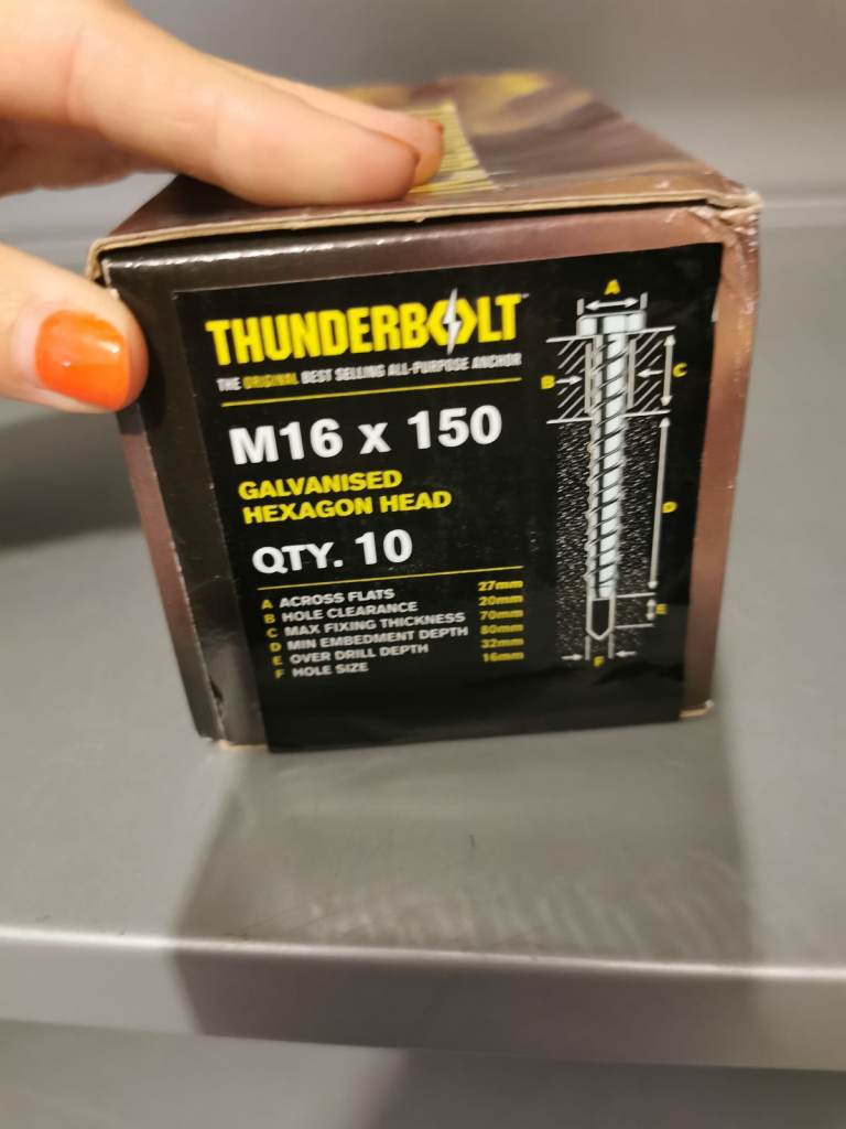 Thunderbolt all purpose anchor m16x150 box of 10