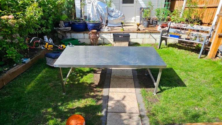 Large steelness steel table great condition