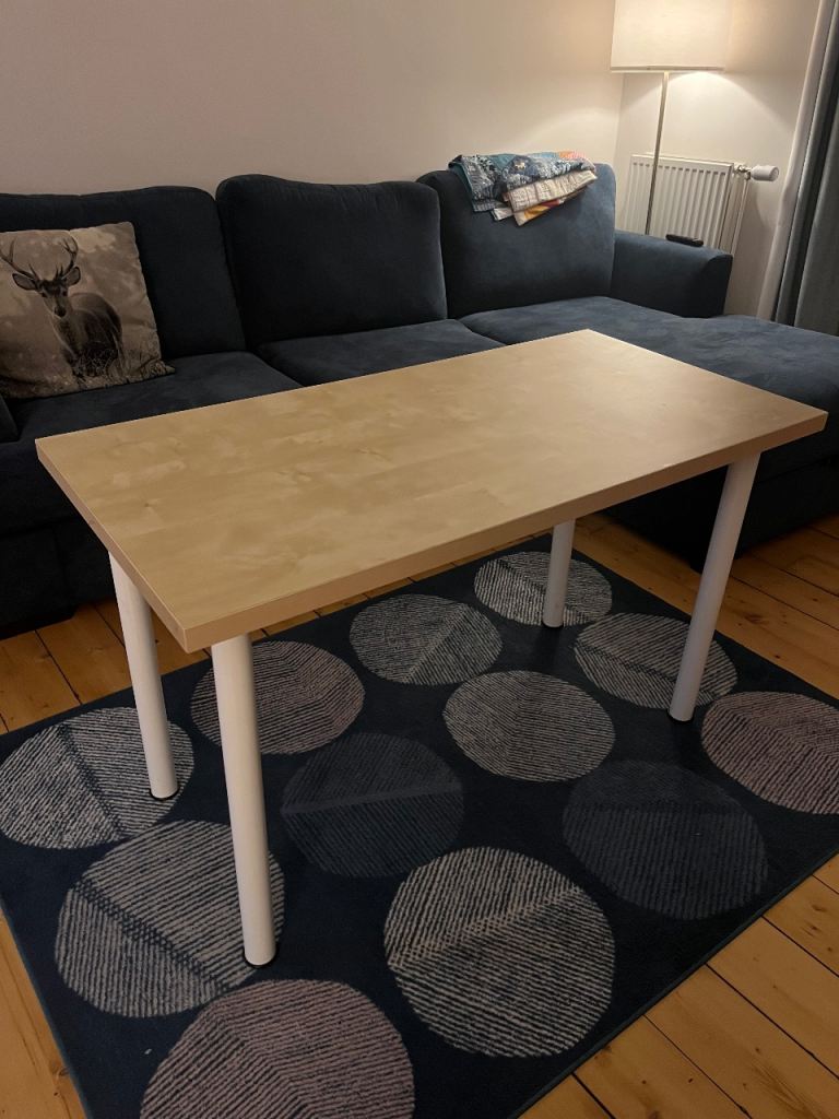 IKEA Linnmon / Adils Light Wood Desk with White Metal Legs