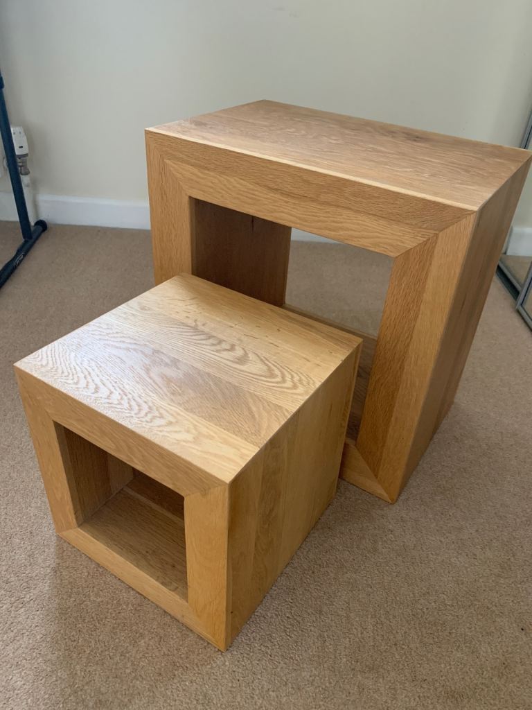 NEW PRICE!!! PAIR of SOLID OAK Nest of Tables 