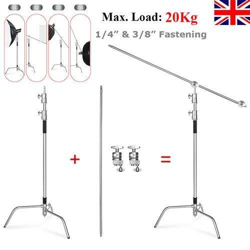 Photo Studio Light Stand C-Stand 3.3m Boom Arm Heavy Duty Stainless Steel Tripod
