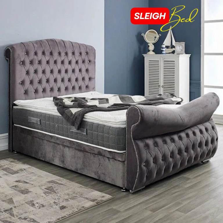 ottoman bed frame Plush velvet upholster Storage and mattress are optional Free cash on delivery