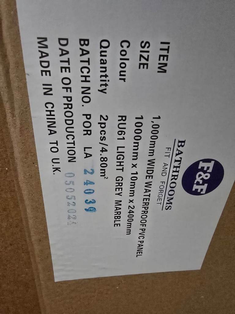 New wall panel light marble grey shower water proof 2400 1000 10mm 3 showerwall interior chrome trim