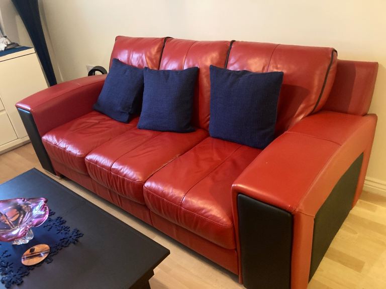Red Leather Sofa