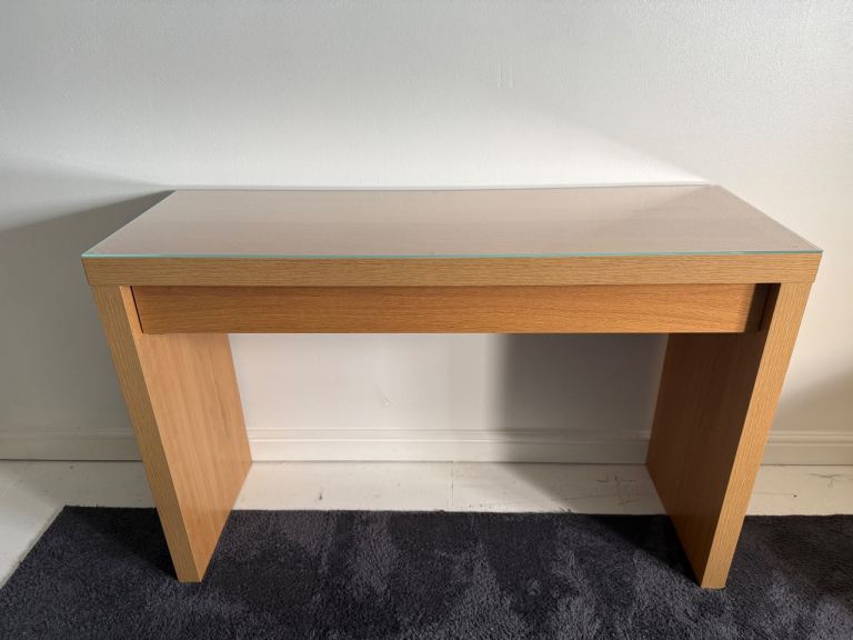 IKEA malm dressing table, desk, drawer, glass top