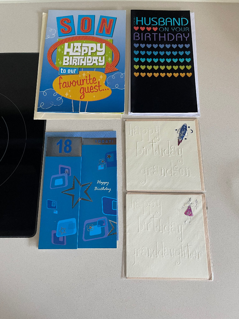 Good quality Greeting Cards - Husband, Son, Granddaughter, Grandson, 18. £5 for all. Collect Fulham 