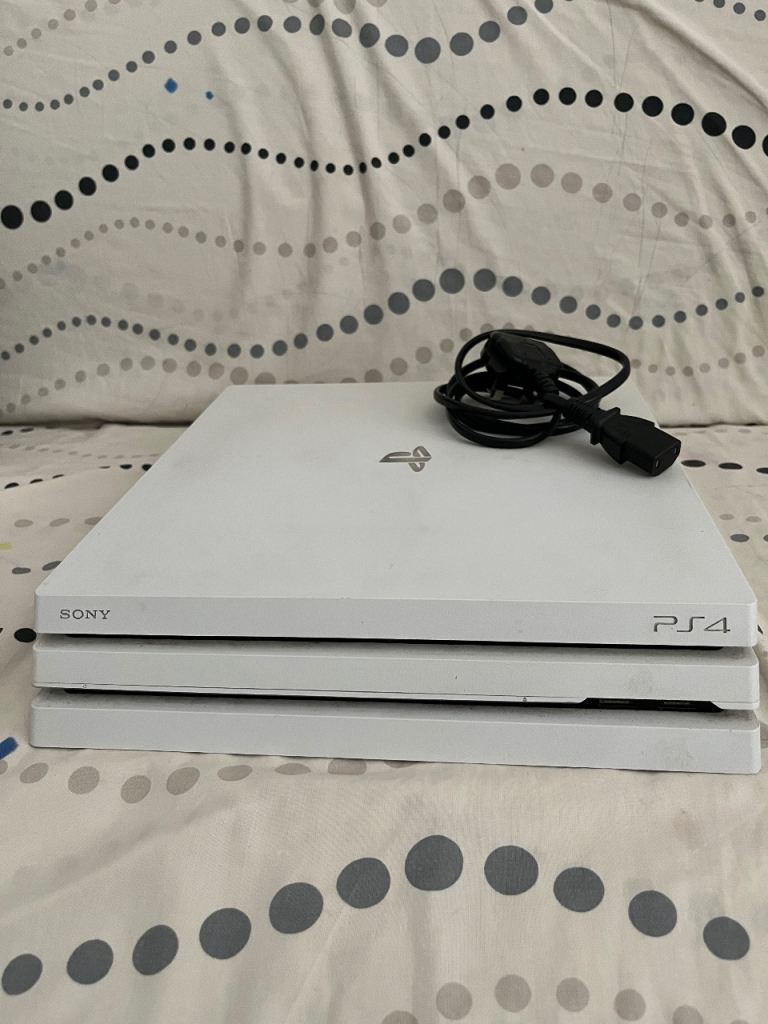 Sony PlayStation 4 Pro White 1TB Console (NO Controller) Can Include HDMI Cable.