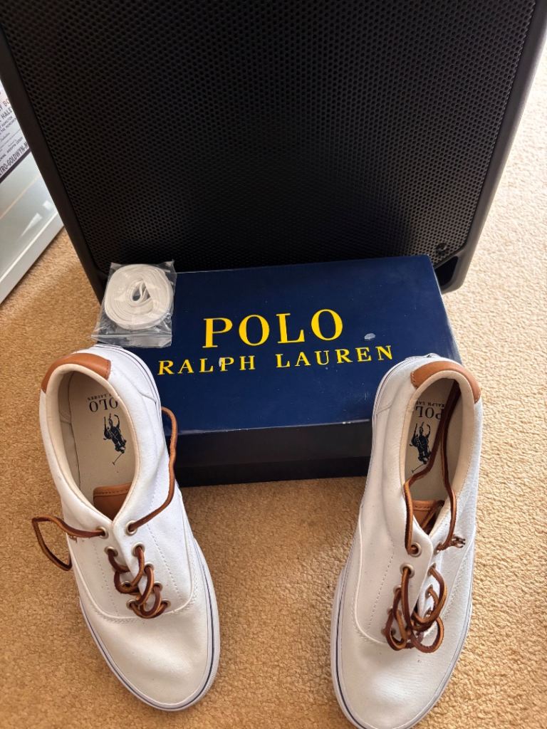 Polo Ralph Lauren White Canvas Trainers – Brand New in Box
