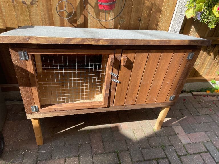 image for New Strong Handmade Rabbit Hutch With Sleeping Partition. 