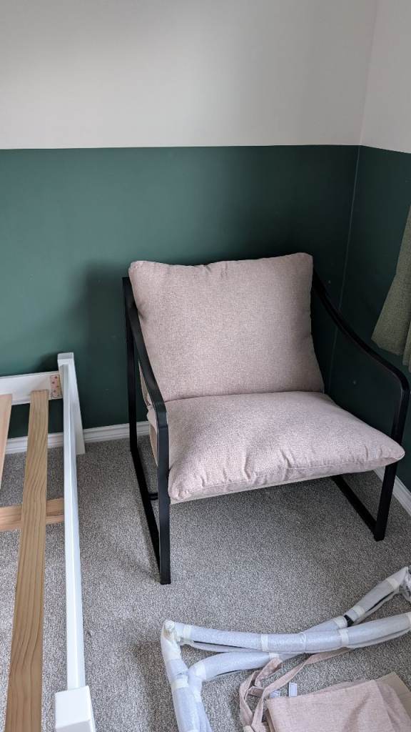 Sling Accent Chair Metal Frame Cushion Soft Chair Living Room Armchair UK