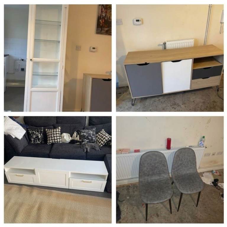 URGENT House Clearance! Scandi Sideboard+2 Chairs+Shabby Chic Cabinet+Low TV Stand !