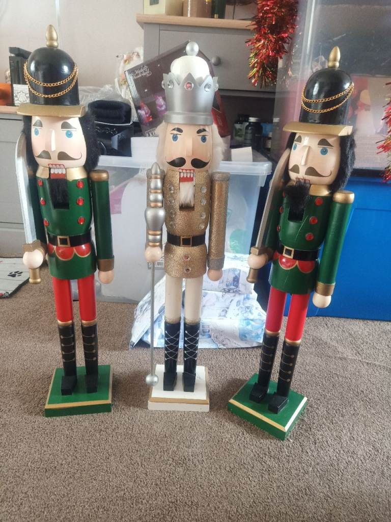 Set of 3 Wooden Nutcracker Figures – Good Condition