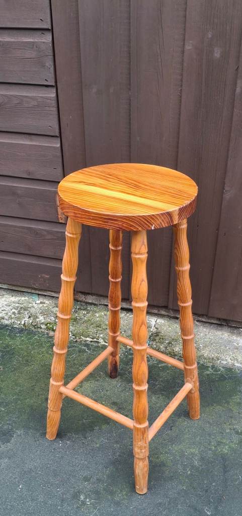 Pine wood bar stool or could be used as a Plant Stand 