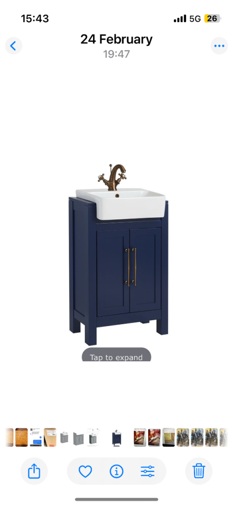 Navy blue recessed vanity unit no sink