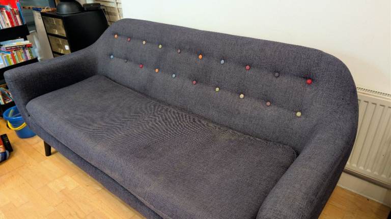 Made Ritchie 3 Seater Sofa, Anthracite Grey With Rainbow Buttons