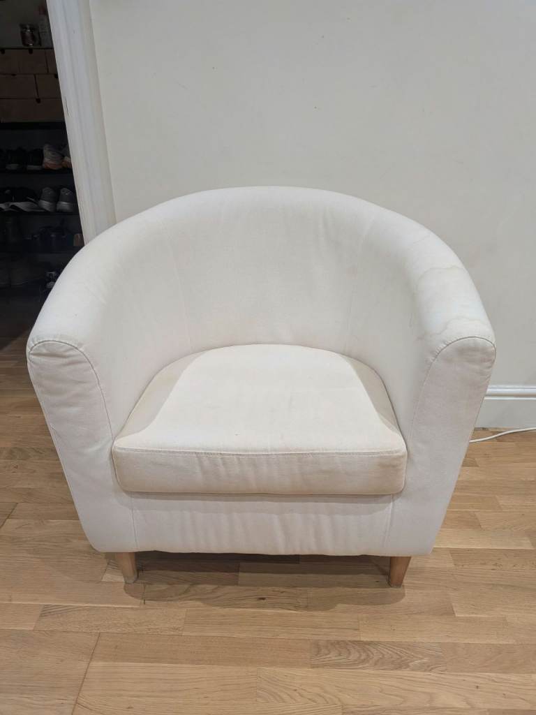 Cream Fabric Armchair – Fair Condition 