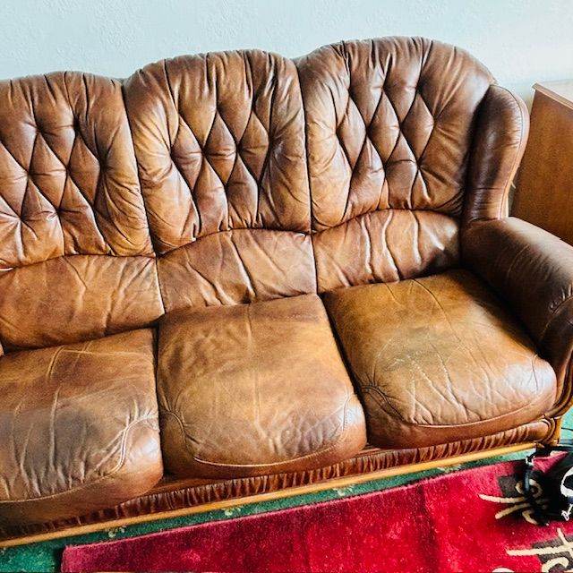 Brown Leather Sofa - 3 piece & 2 Piece