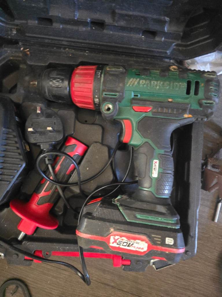 Parkside X20V Team Cordless Drill with Charger and Case