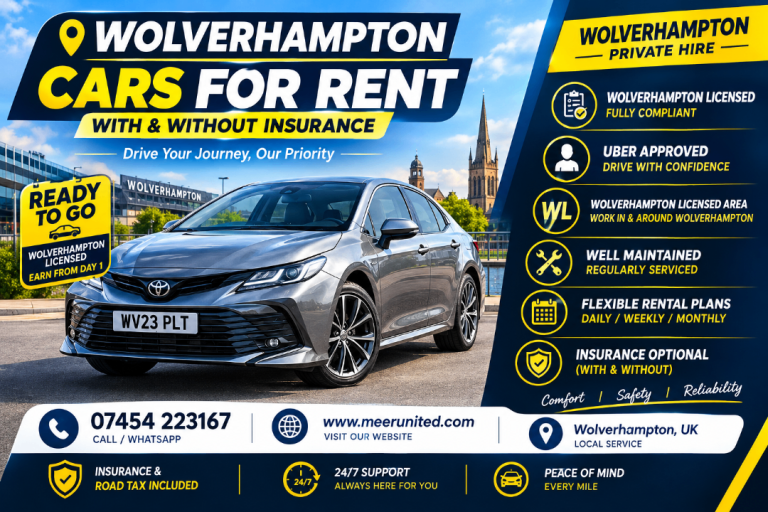 Drive and Earn in Wolverhampton, Primium car for HIRE,UBER BOLT PRIVATE CAB OFFICES