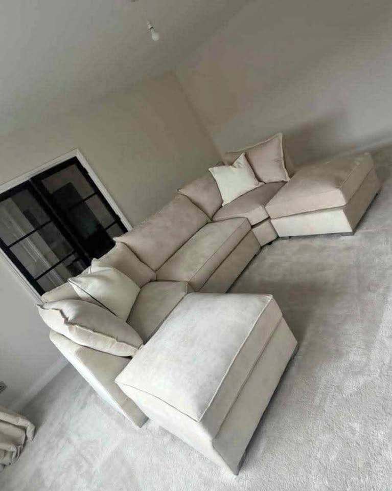 Cream fabric U shape sofa | Fast Delivery
