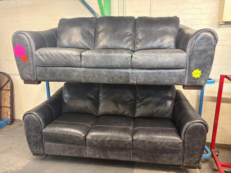 Sofology Full Premium Leather 3 and 3 Seater Sofas 
