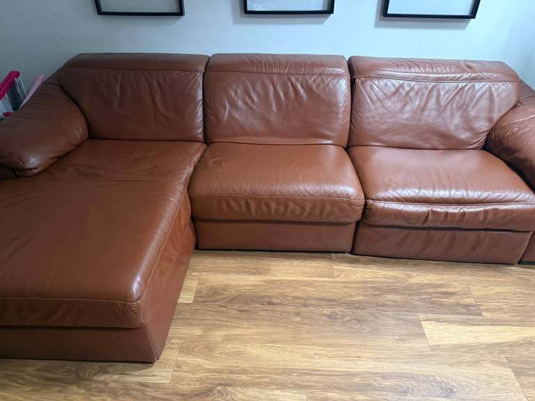 Leather Sofa 3 Seater Chaise