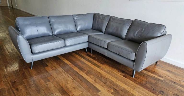 Brand New DFS Sofa Aurora Corner 2 Corner Leather Sofa, Graphite RRP £2179