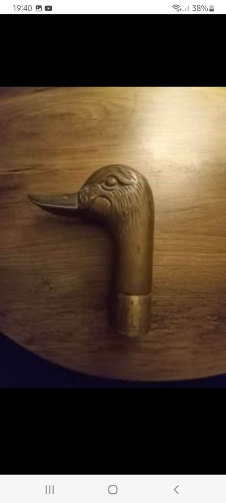 Vintage Solid Brass Duck Walking Stick Handle