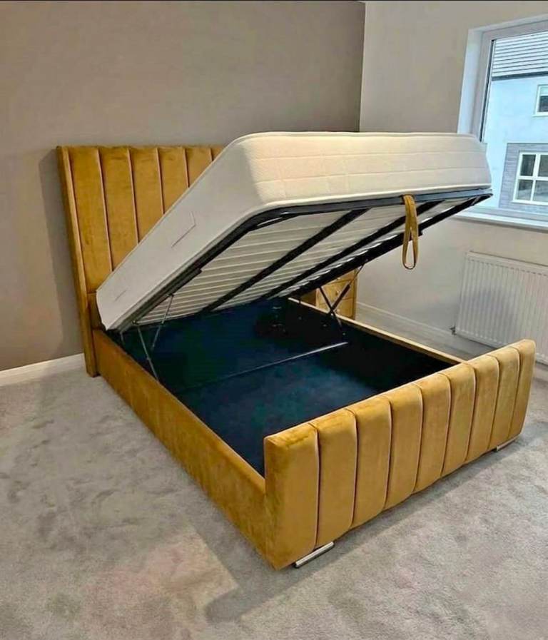 Brand New Double & King Panel Wing Storage Bed Frame without Mattress 