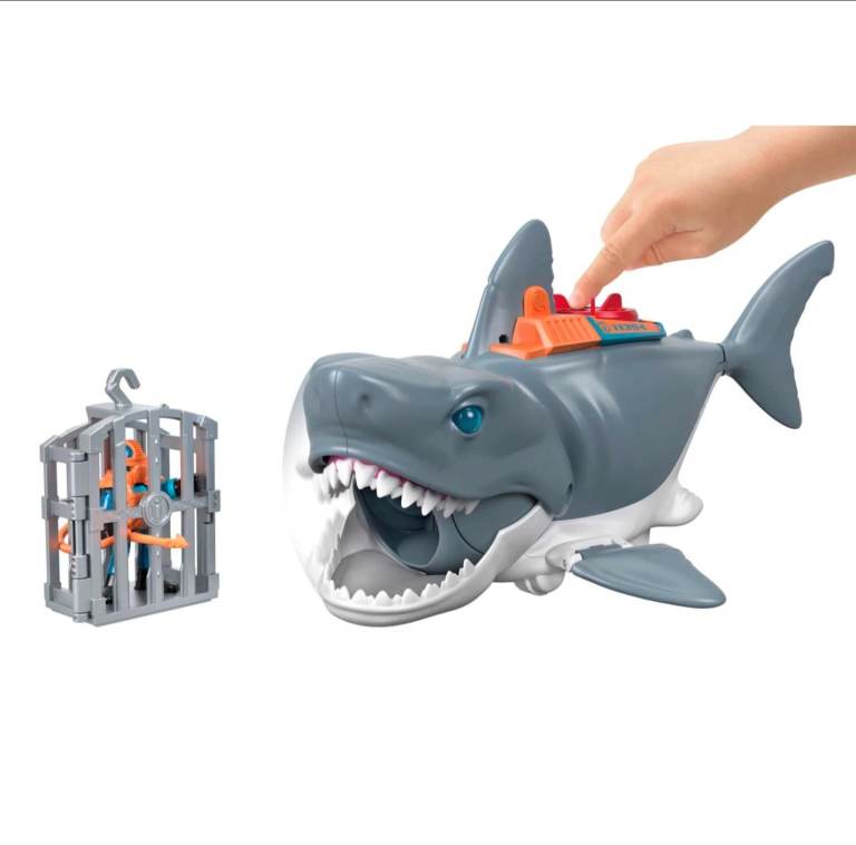 Imaginext Mega Bite Shark, Figure Set - With Realistic Motion, Scuba Diver, Cage