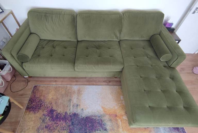 Zoe Velvet Corner Sofa with Chaise Storage