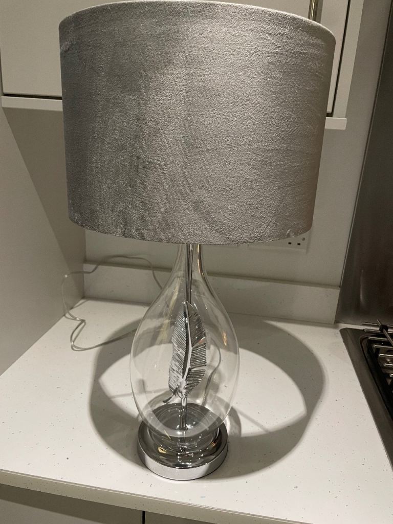 Silver mirror feather lamp 