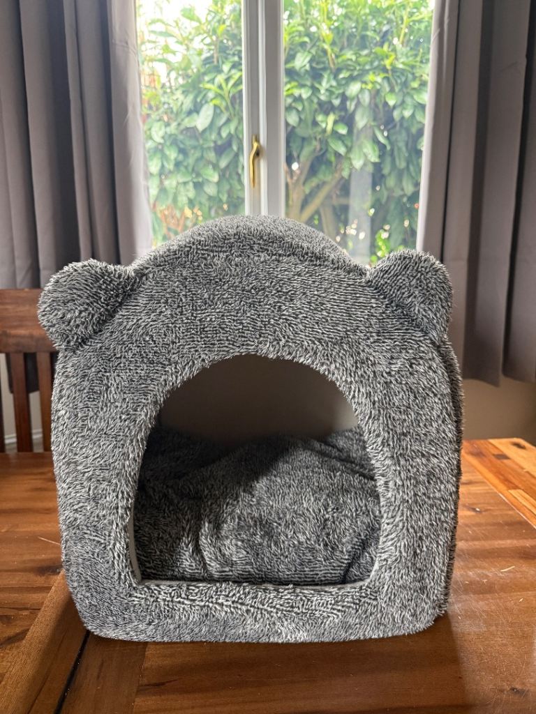 Grey Teddy Cat Bed