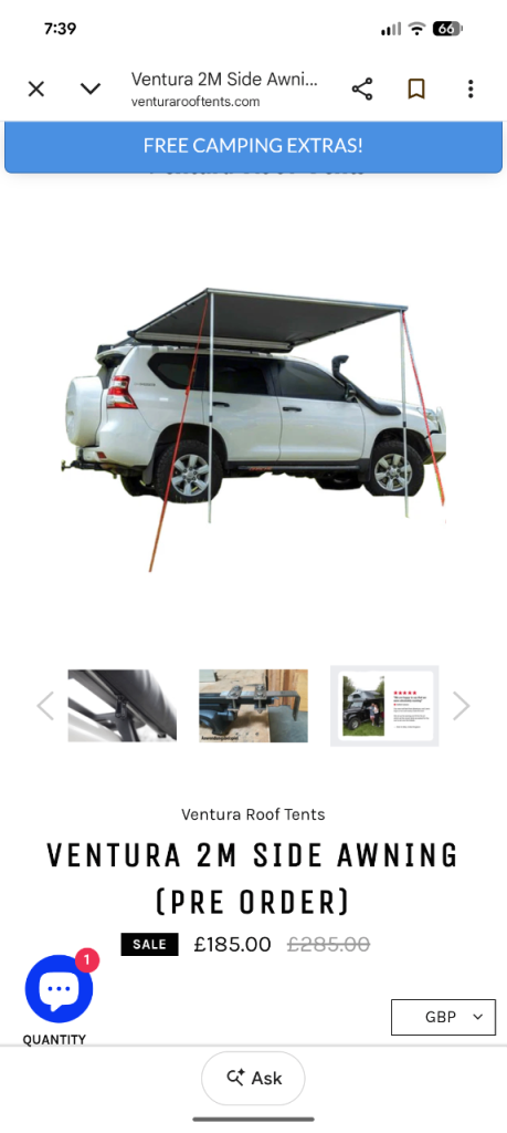 Campervan or car awning £100